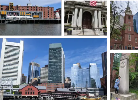 an photo collage of boston