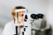 a person doing eye exam